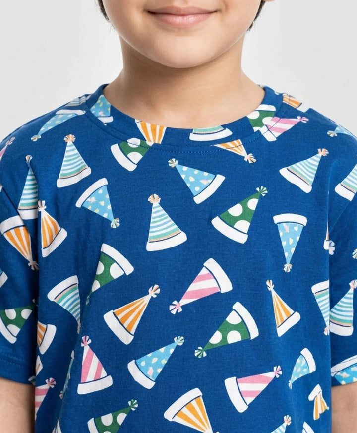 Party Caps Blue Boys Sleepwear Short Set - Blue