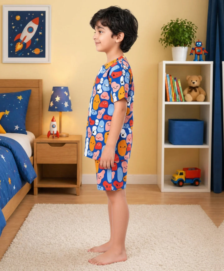 Happy Blobs Boys Sleepwear Short Set - Blue