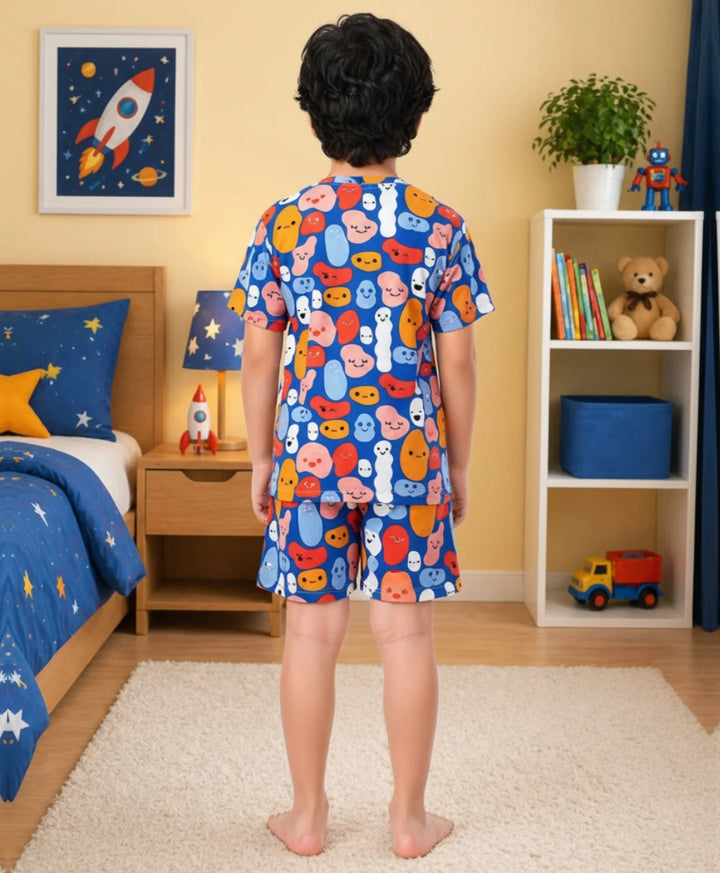 Happy Blobs Boys Sleepwear Short Set - Blue