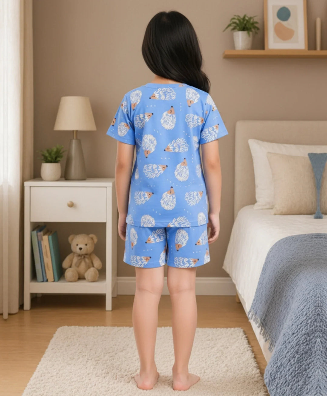 Hedgehog Girls Sleepwear Short Set - Blue