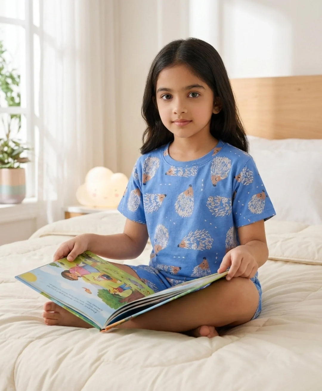 Hedgehog Girls Sleepwear Short Set - Blue