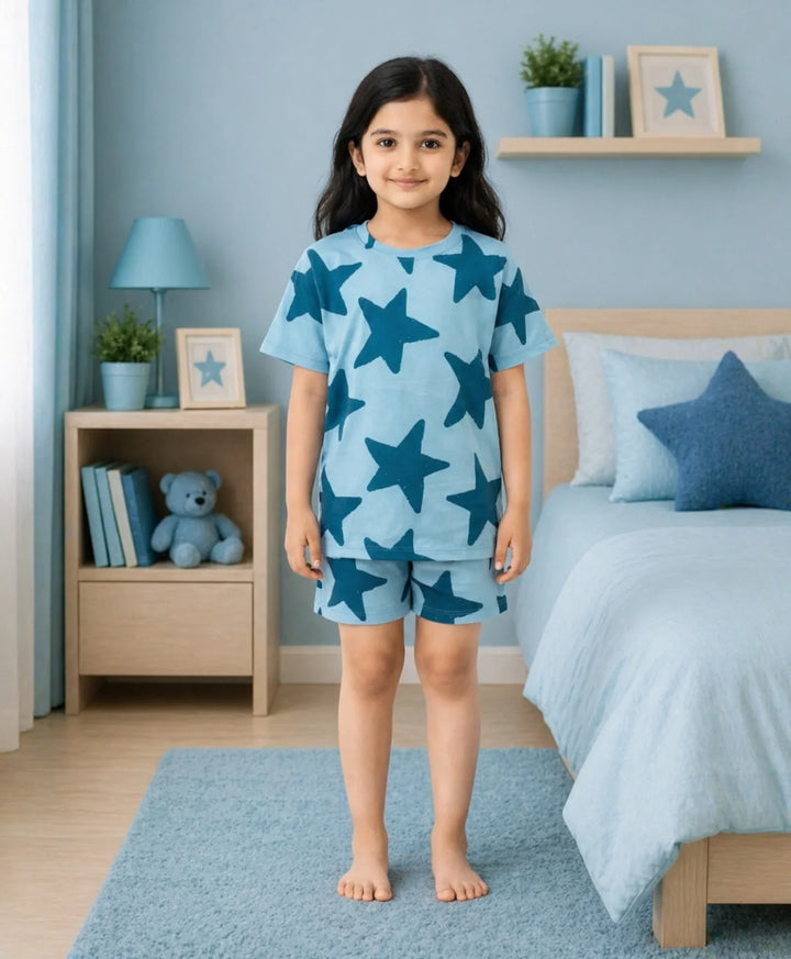 Blue Star Girls Sleepwear Short Set - Blue