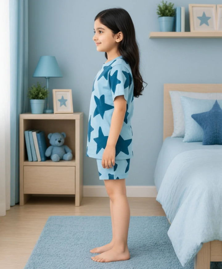 Blue Star Girls Sleepwear Short Set - Blue