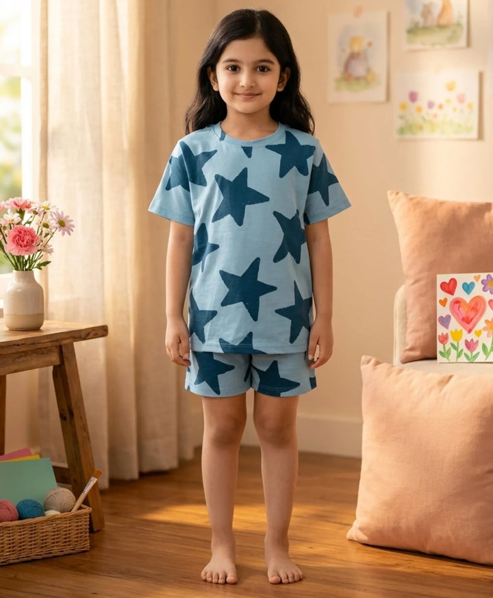 Blue Star Girls Sleepwear Short Set - Blue