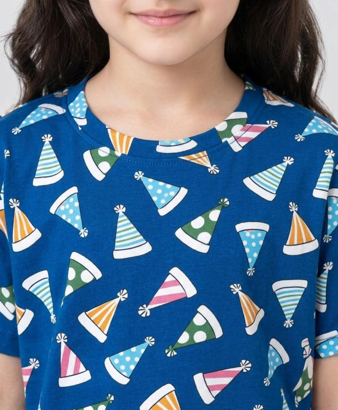 Party Caps Blue Girls Sleepwear Short Set - Blue