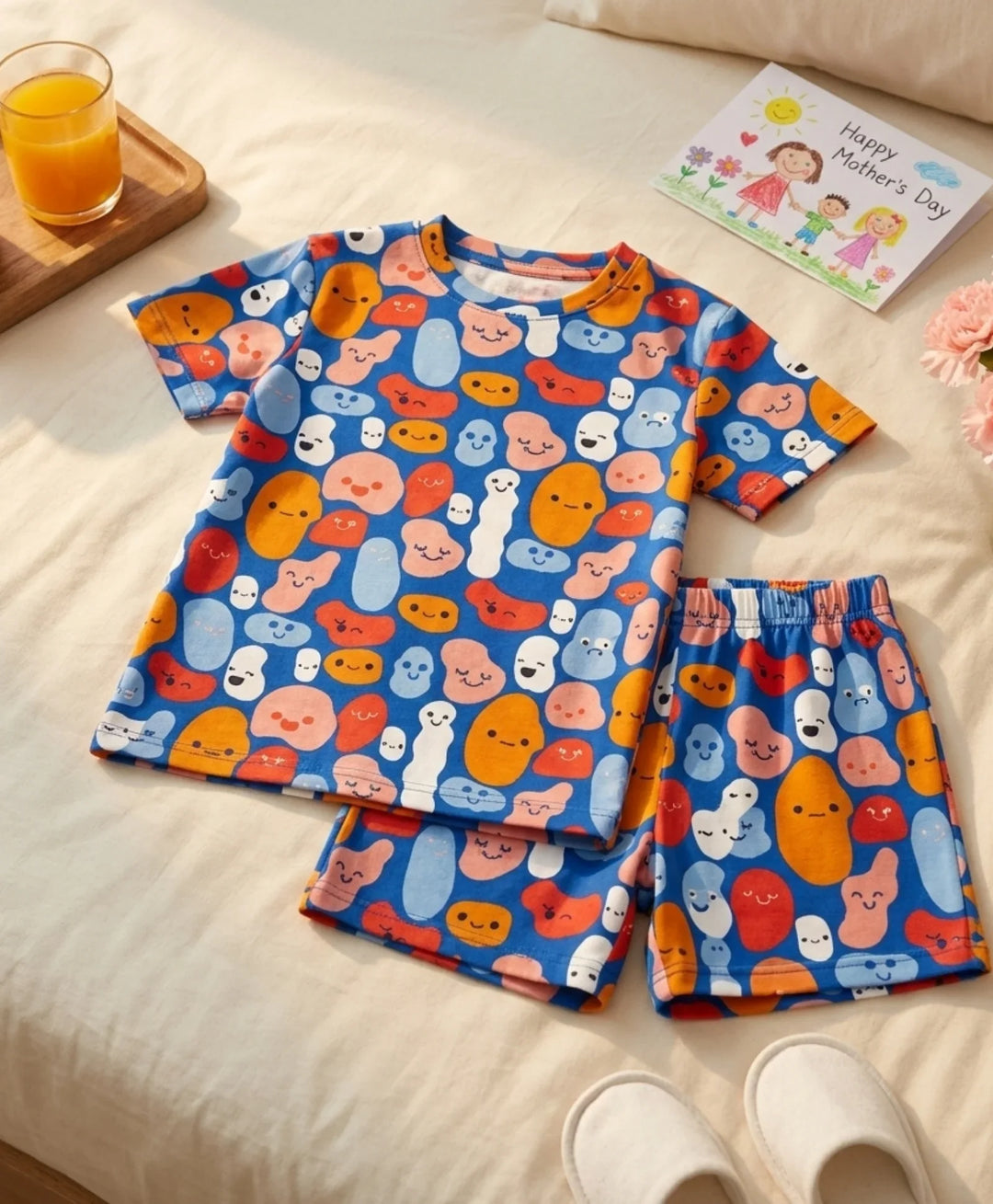 Happy Blobs Girls Sleepwear Short Set - Blue