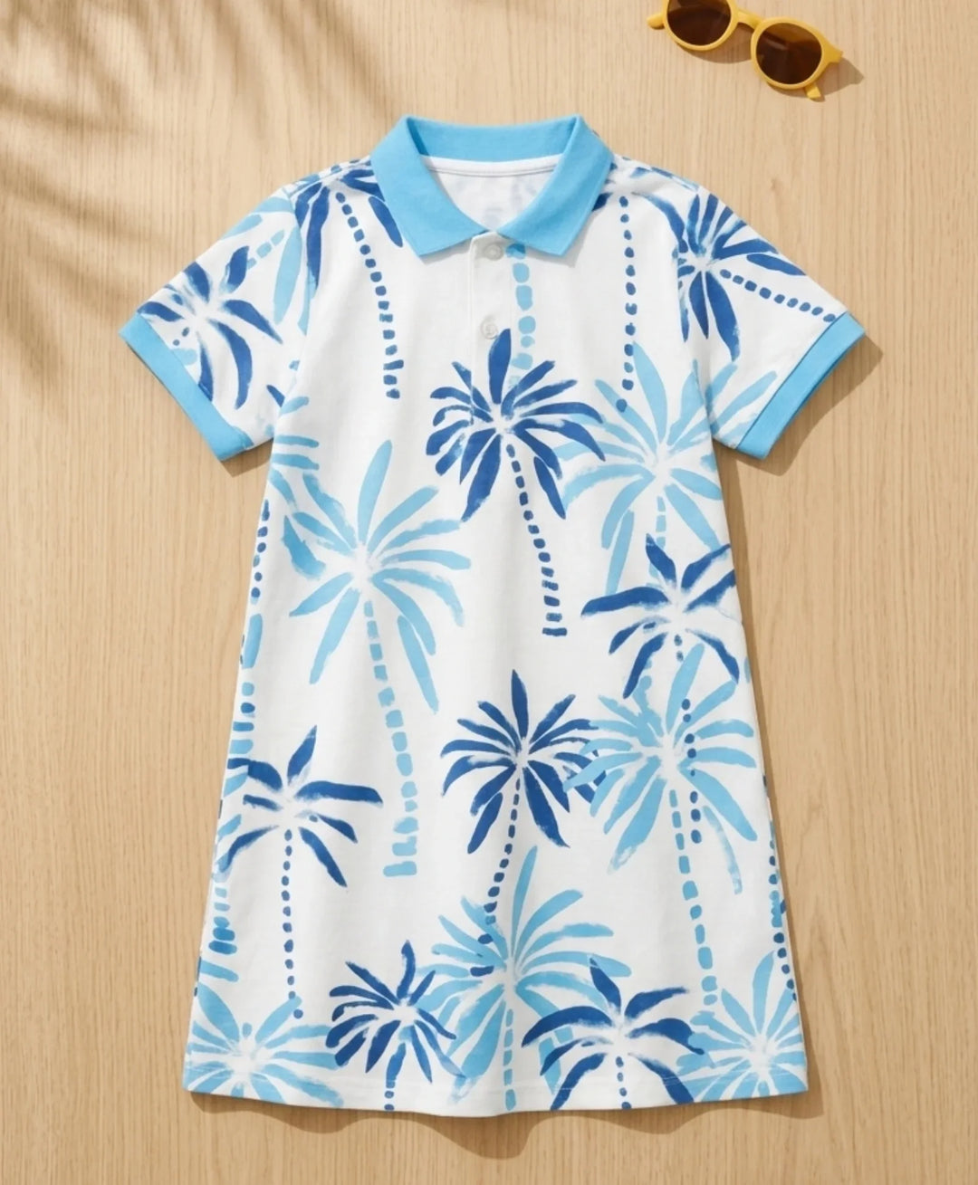 Garden Blue Girls Summer Polo Dress - Blue