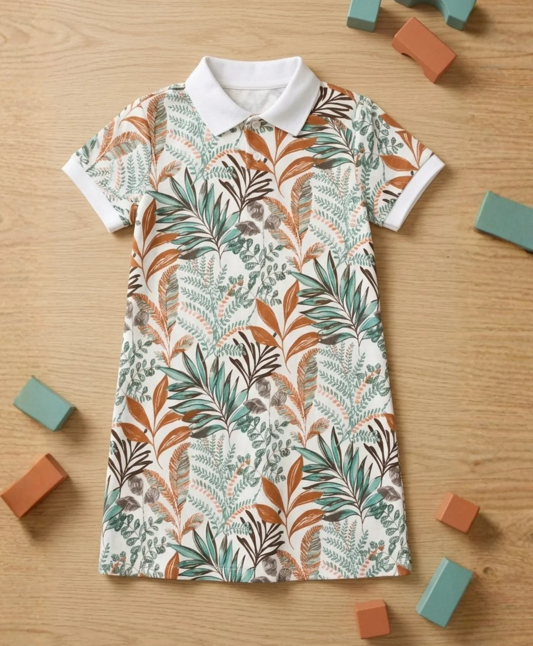 Garden Orange Girls Summer Polo Dress - Orange