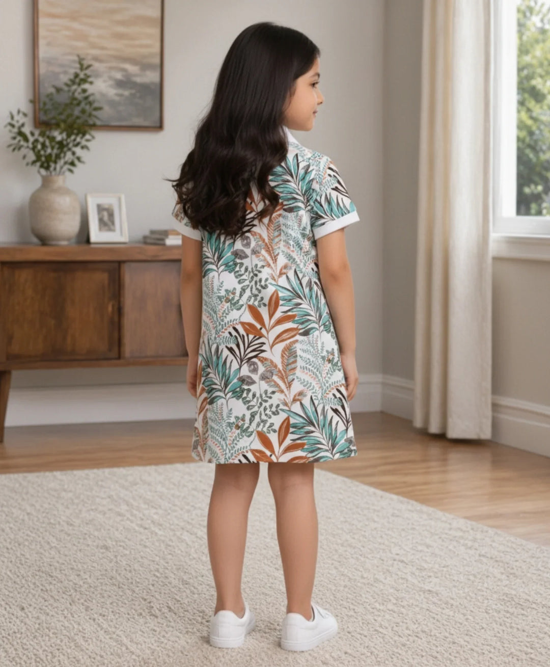 Garden Orange Girls Summer Polo Dress - Orange