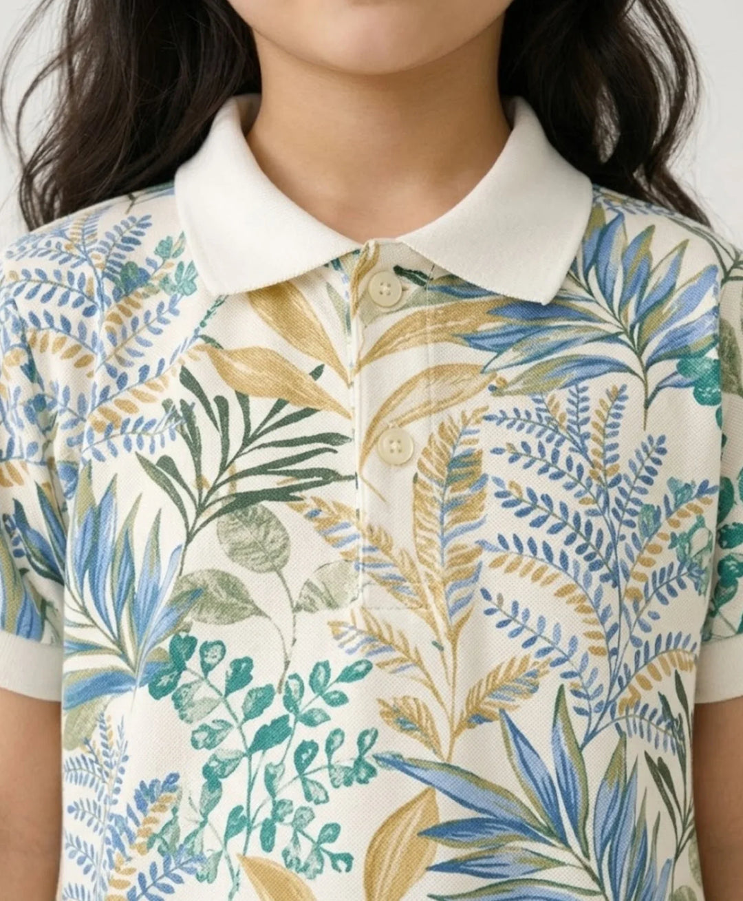 Palm Blue Girls Summer Polo Dress - Blue