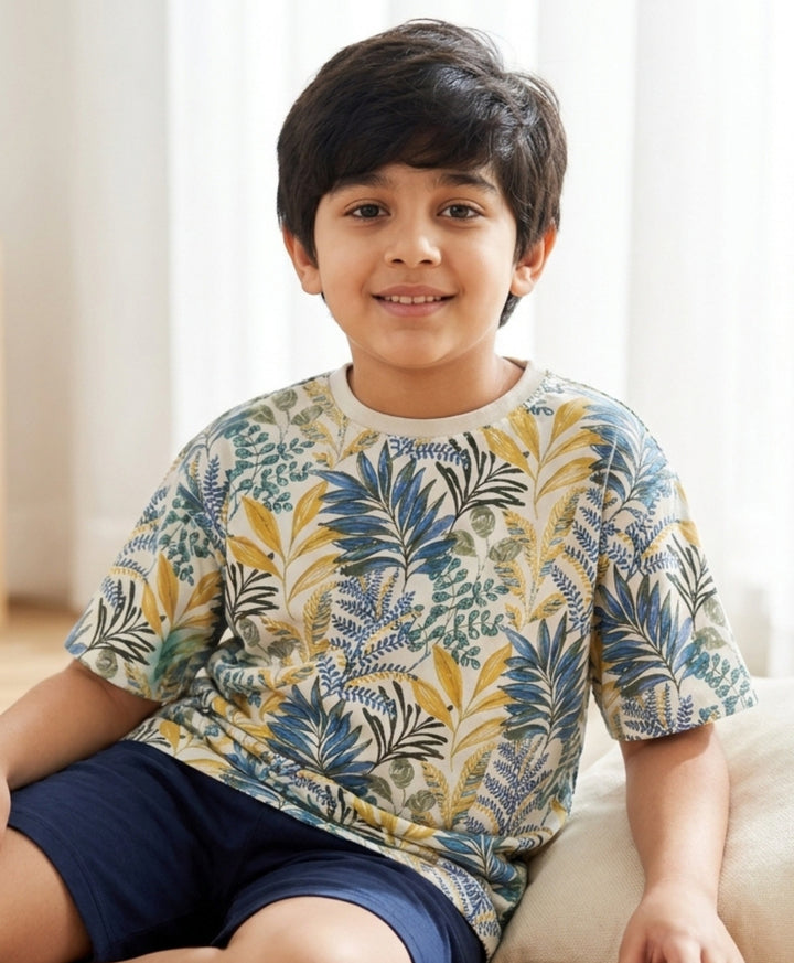 OUT IN THE WILD BLUE SUMMER BOYS T-SHIRT - BLUE