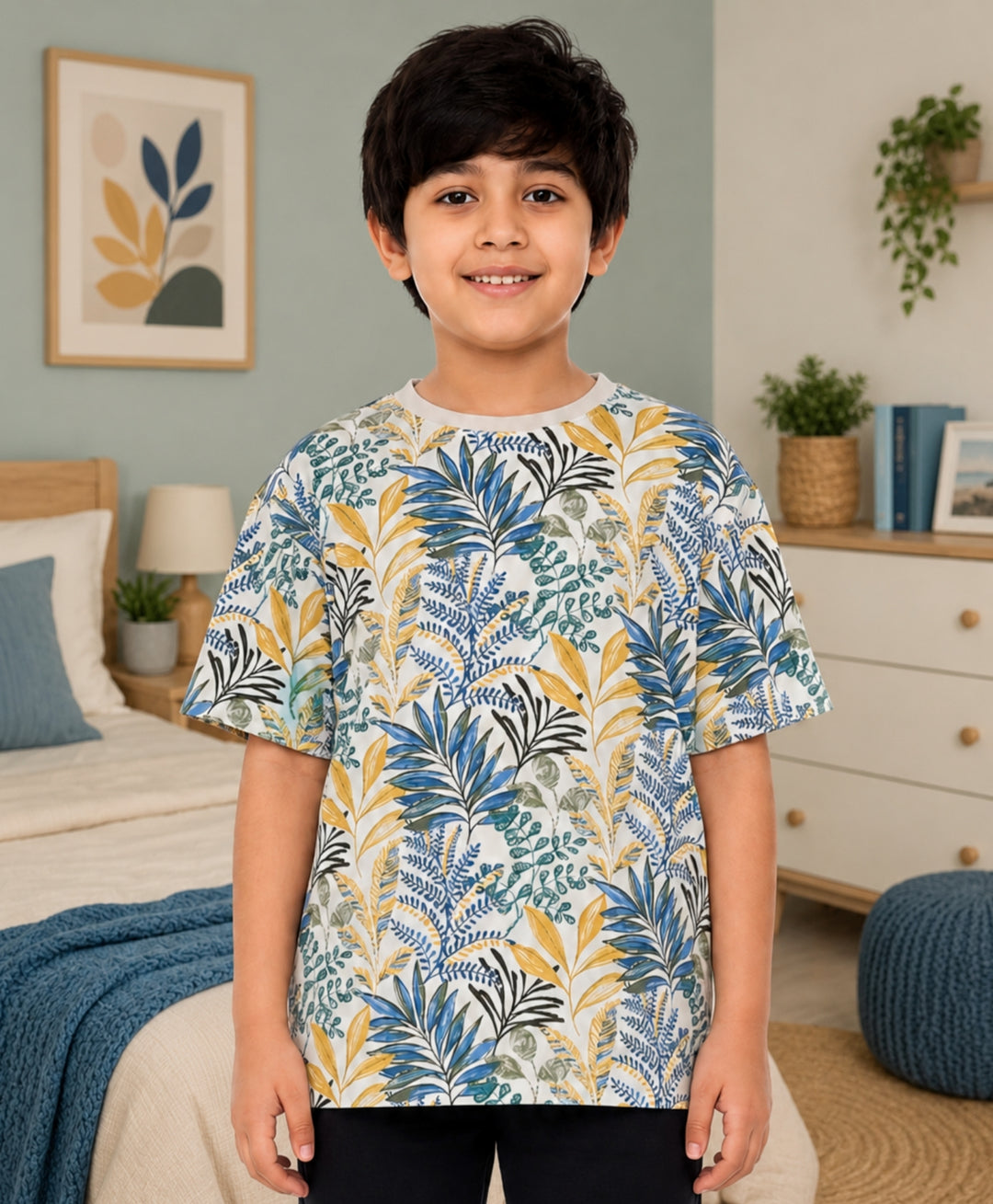 OUT IN THE WILD BLUE SUMMER BOYS T-SHIRT - BLUE
