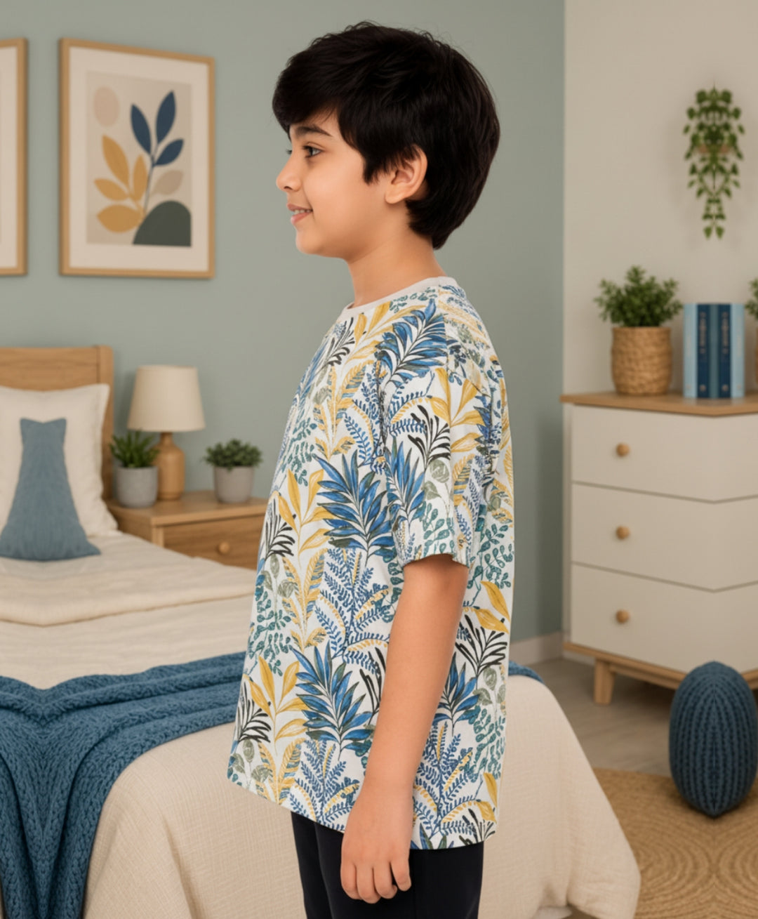 OUT IN THE WILD BLUE SUMMER BOYS T-SHIRT - BLUE