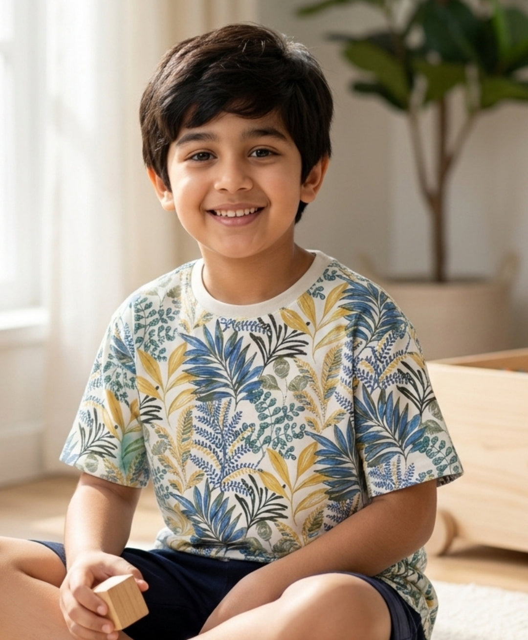 OUT IN THE WILD BLUE SUMMER BOYS T-SHIRT - BLUE