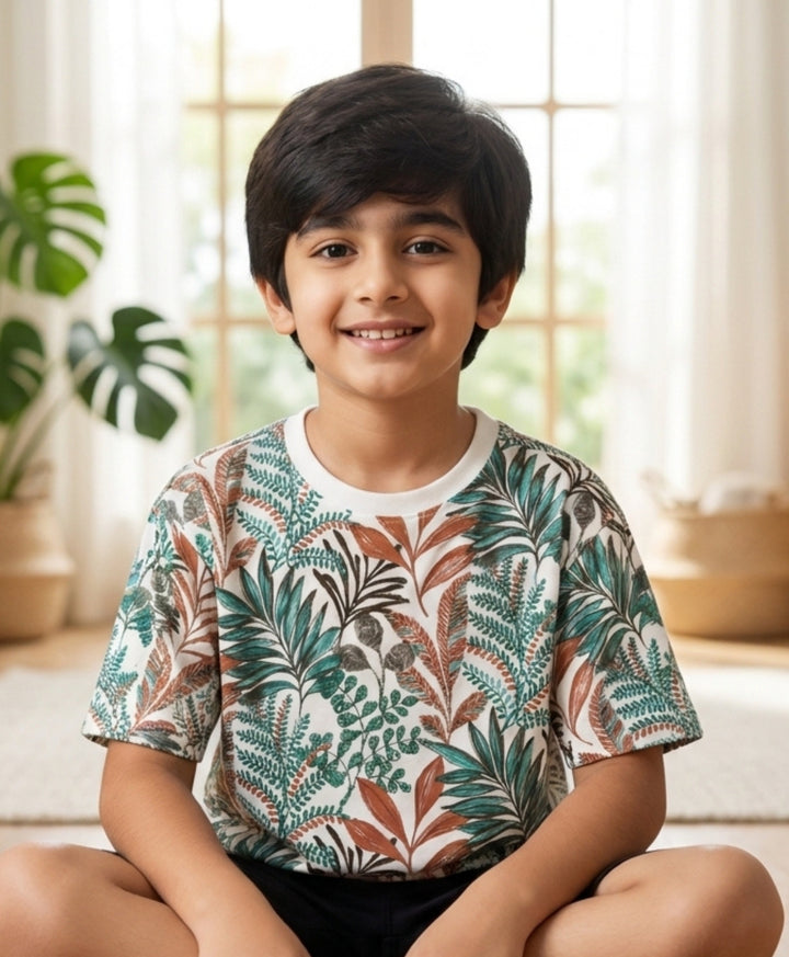 OUT IN THE WILD ORANGE SUMMER BOYS T-SHIRT - ORANGE
