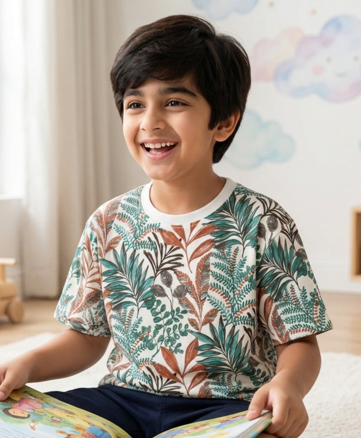 OUT IN THE WILD ORANGE SUMMER BOYS T-SHIRT - ORANGE