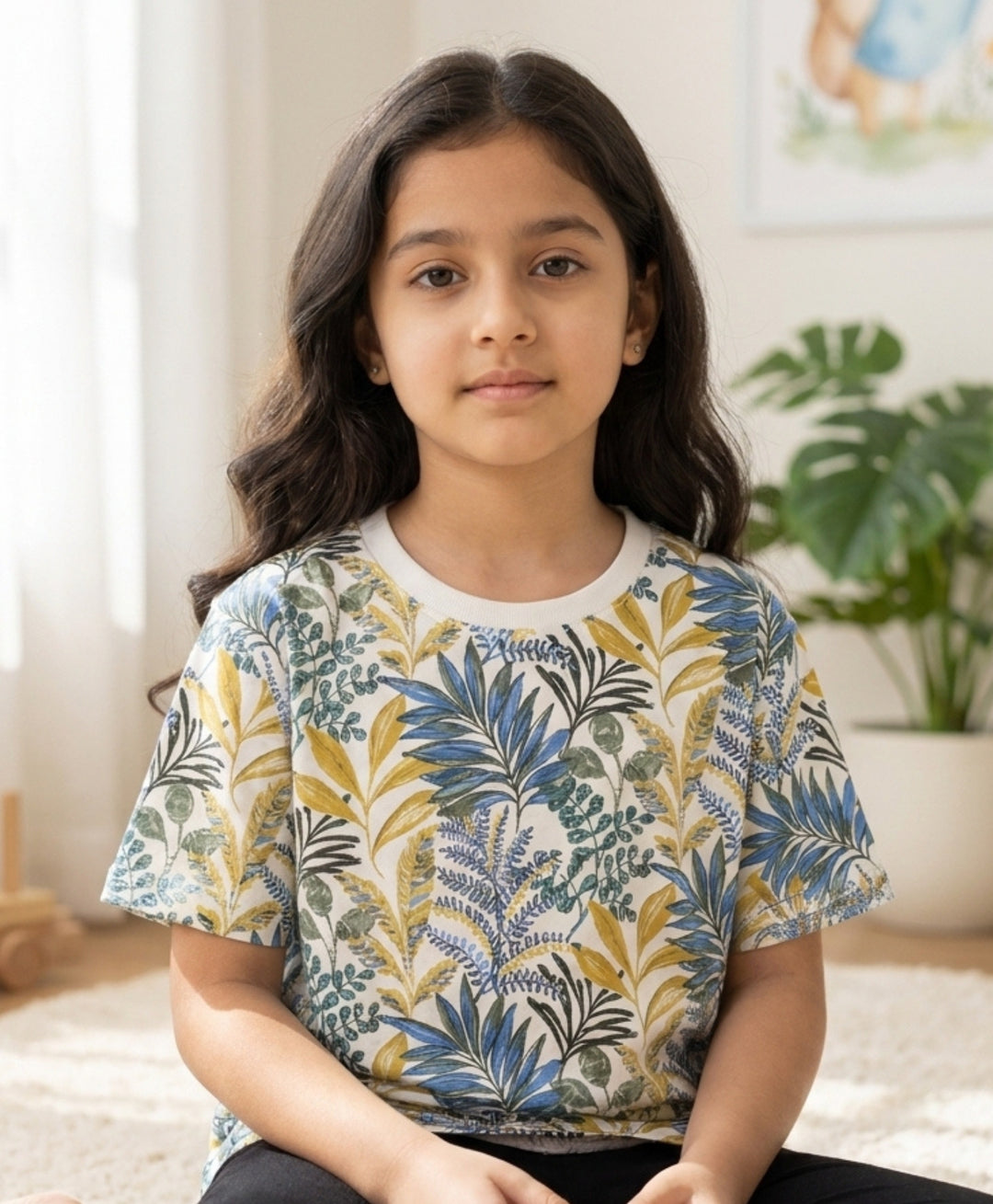 OUT IN THE WILD BLUE SUMMER GIRLS T-SHIRT - BLUE