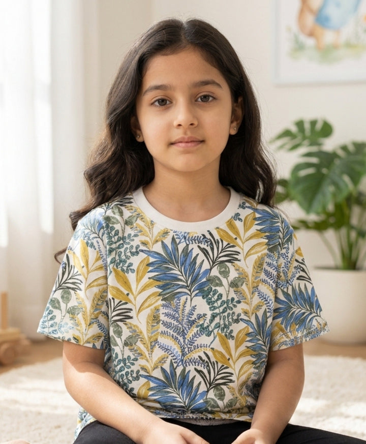 OUT IN THE WILD BLUE SUMMER GIRLS T-SHIRT - BLUE
