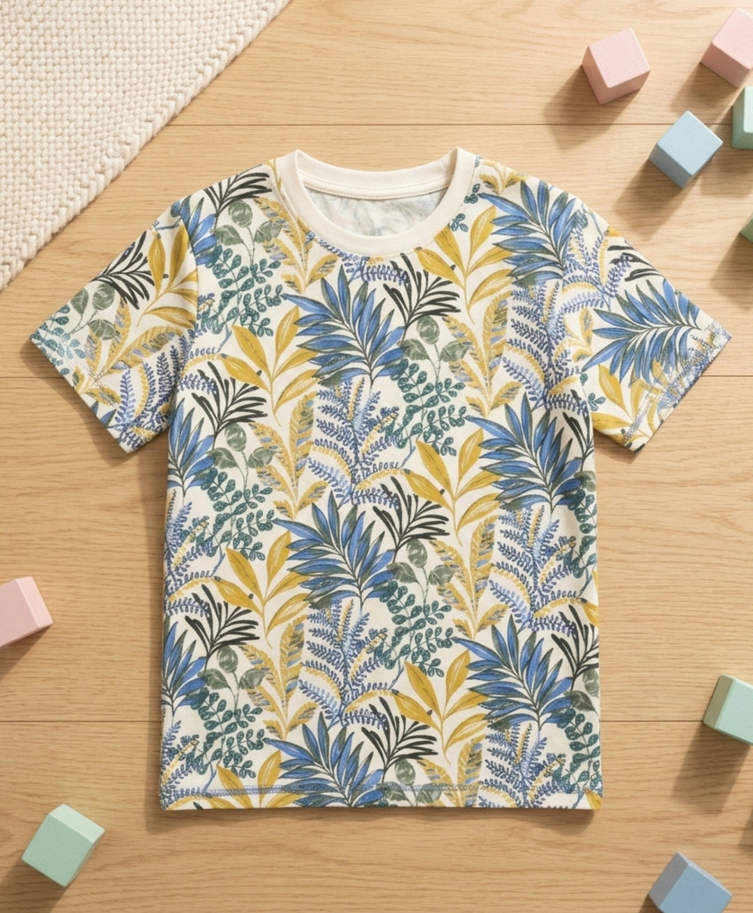 OUT IN THE WILD BLUE SUMMER GIRLS T-SHIRT - BLUE