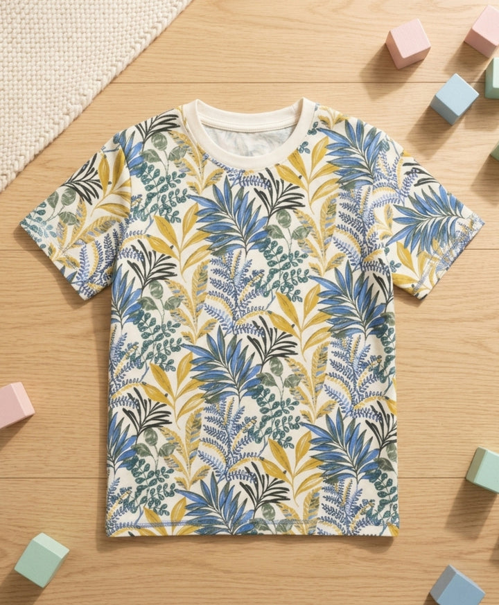 OUT IN THE WILD BLUE SUMMER GIRLS T-SHIRT - BLUE