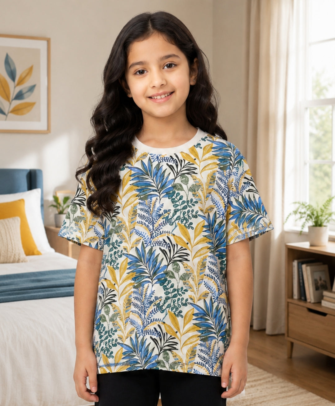 OUT IN THE WILD BLUE SUMMER GIRLS T-SHIRT - BLUE