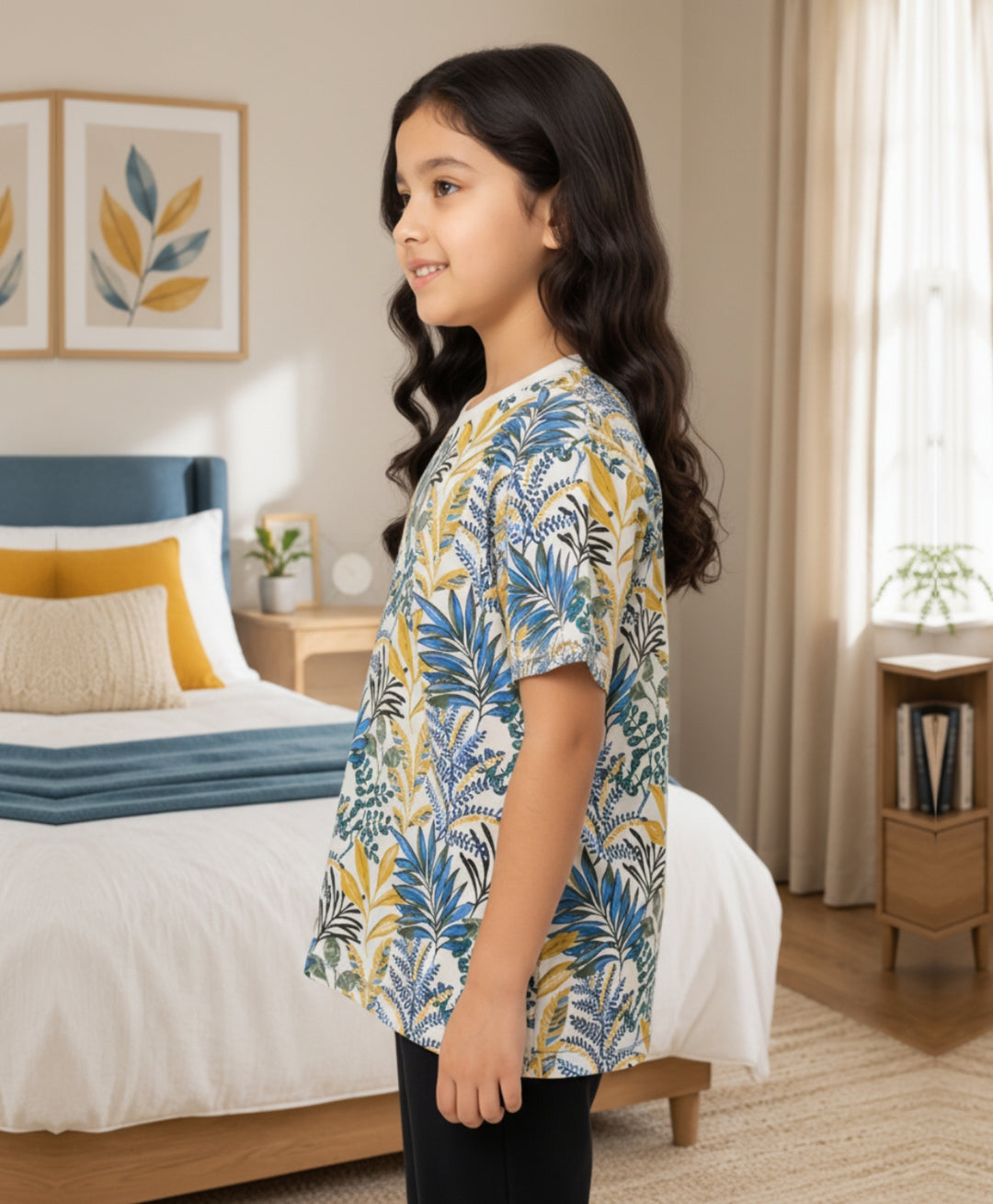 OUT IN THE WILD BLUE SUMMER GIRLS T-SHIRT - BLUE