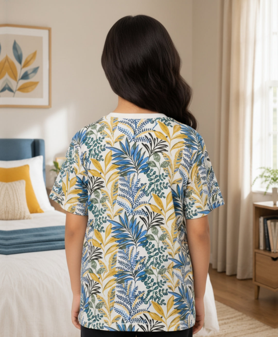 OUT IN THE WILD BLUE SUMMER GIRLS T-SHIRT - BLUE