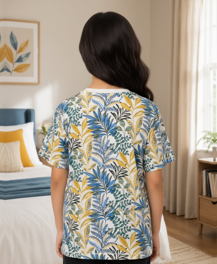 OUT IN THE WILD BLUE SUMMER GIRLS T-SHIRT - BLUE