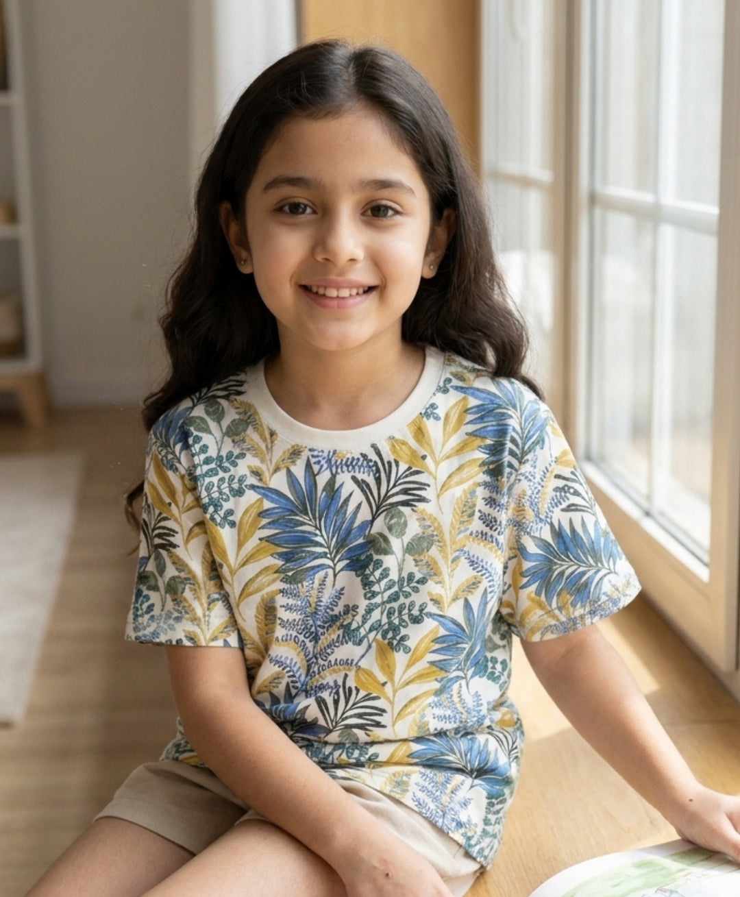 OUT IN THE WILD BLUE SUMMER GIRLS T-SHIRT - BLUE