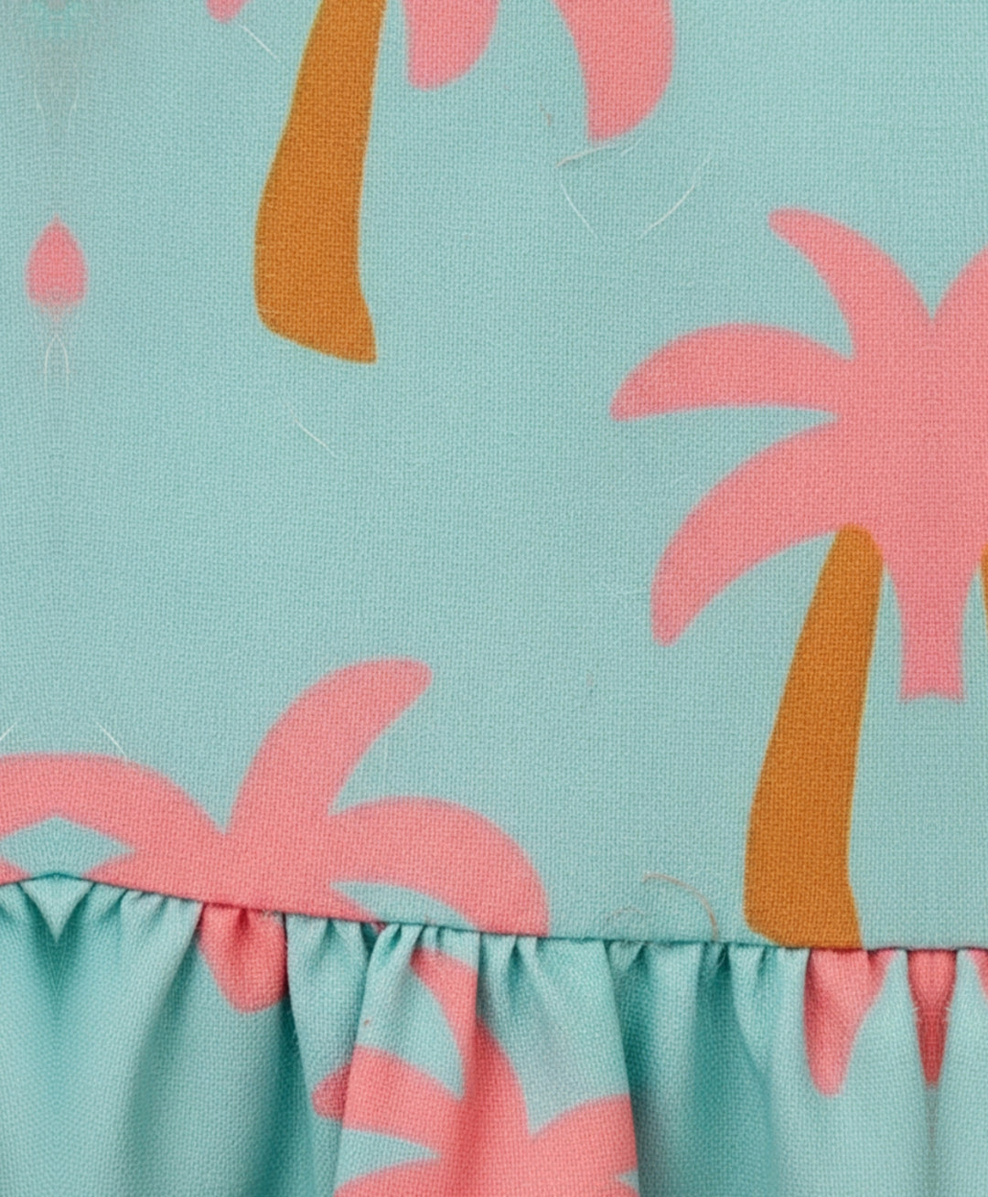 Palm Tree Girls Summer Frill Dress - Aqua