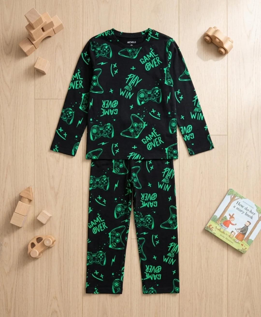 Game Over Boys Long Sleeve Pyjama Set - Black
