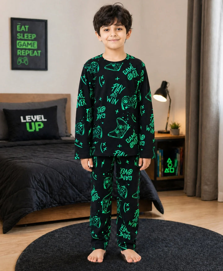 Game Over Boys Long Sleeve Pyjama Set - Black