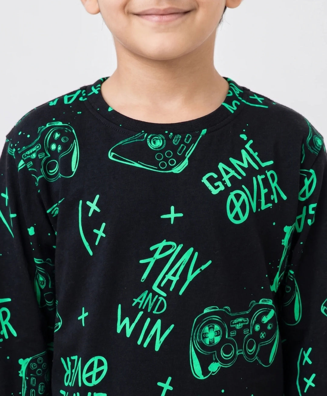 Game Over Boys Long Sleeve Pyjama Set - Black