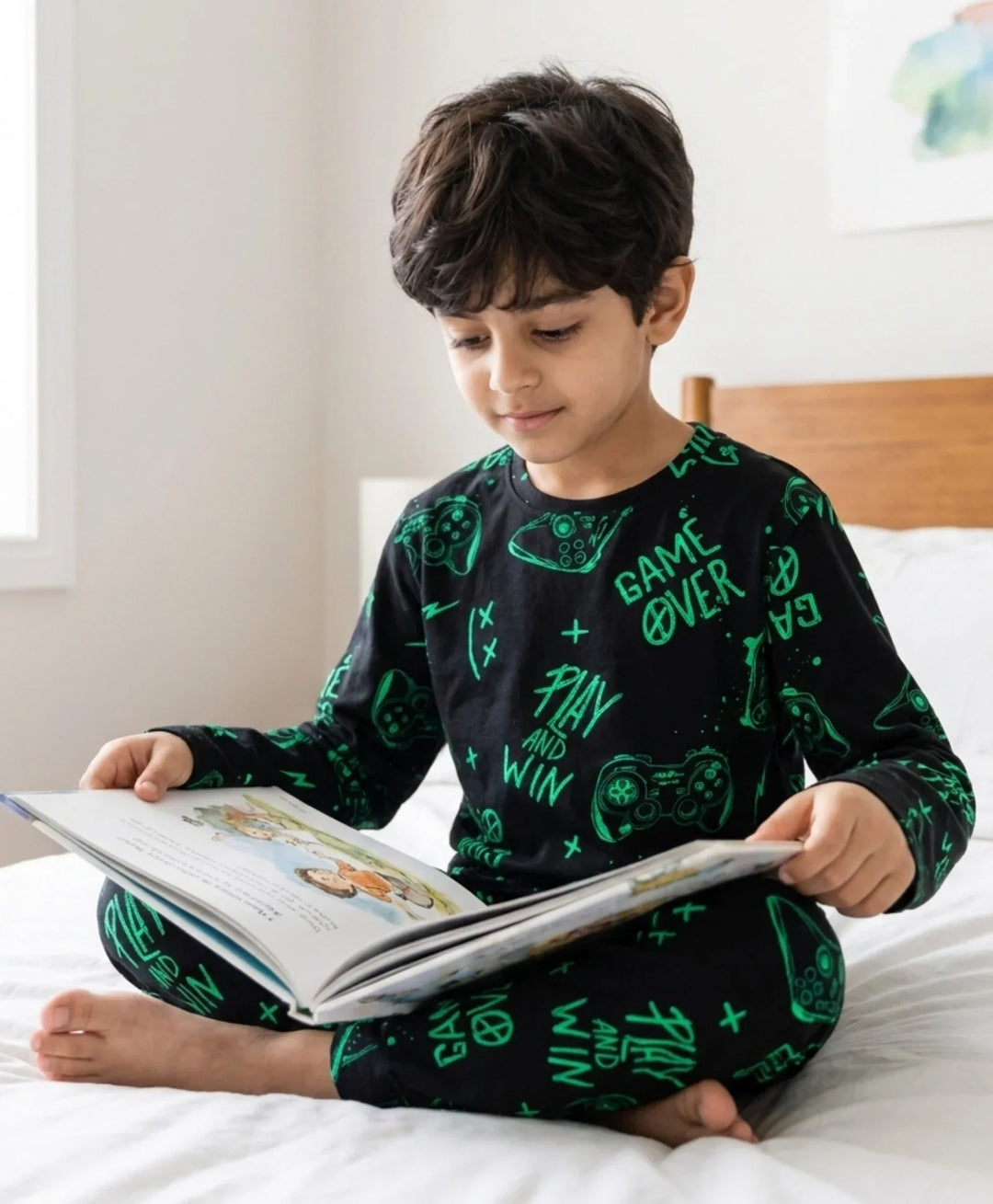 Game Over Boys Long Sleeve Pyjama Set - Black