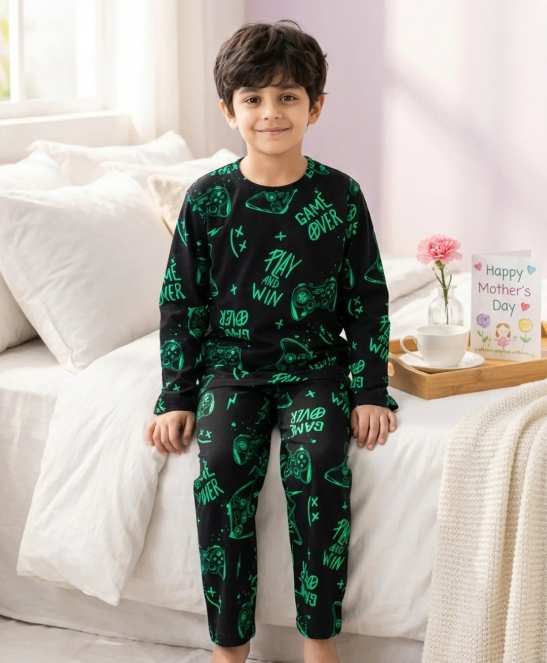 Game Over Boys Long Sleeve Pyjama Set - Black