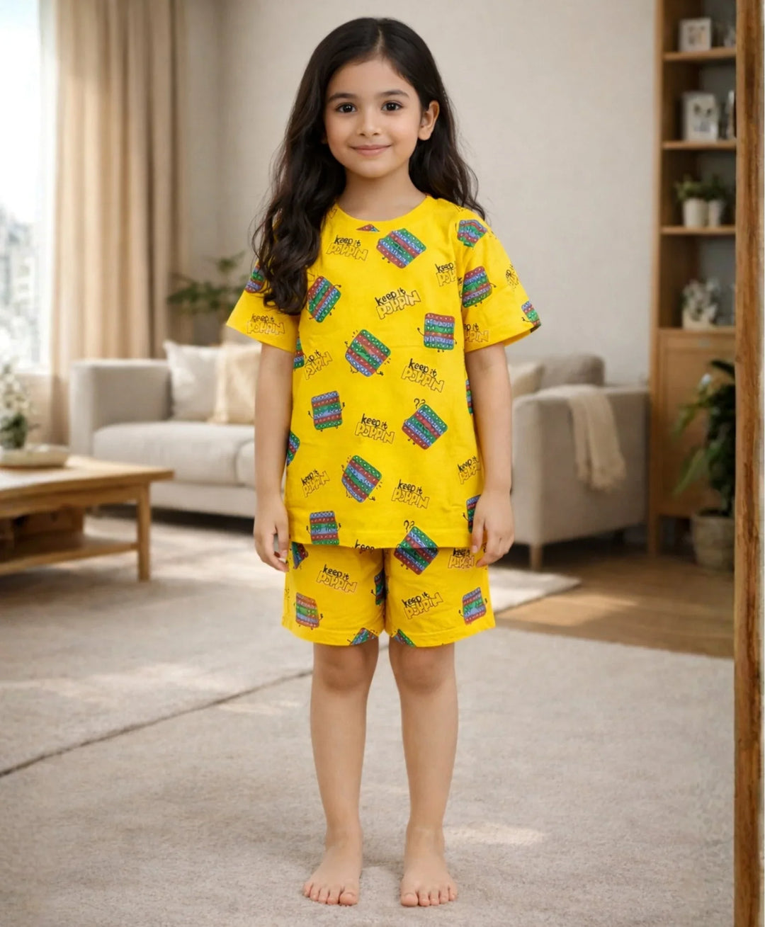 Pop It Girls Sleepwear Shorts Set - Yellow