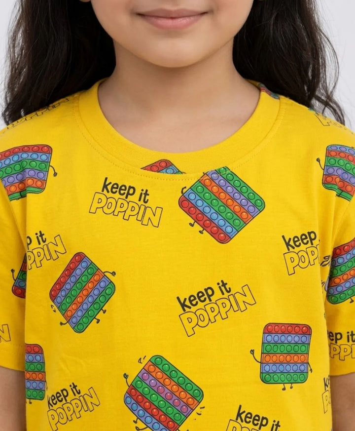 Pop It Girls Sleepwear Shorts Set - Yellow