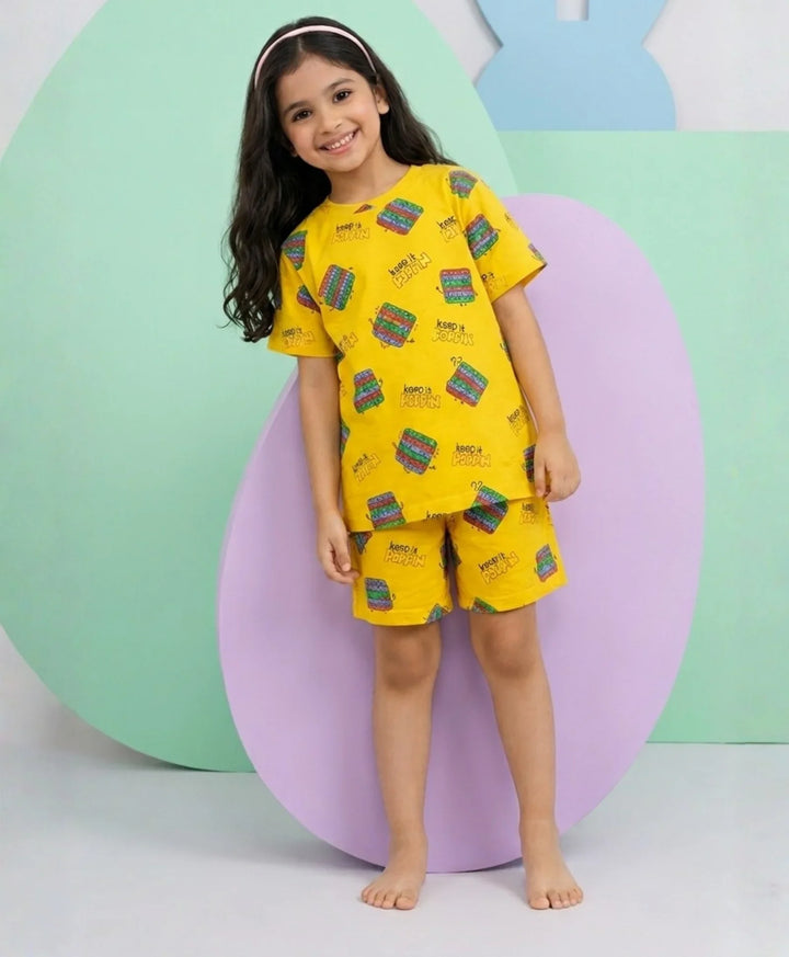 Pop It Girls Sleepwear Shorts Set - Yellow