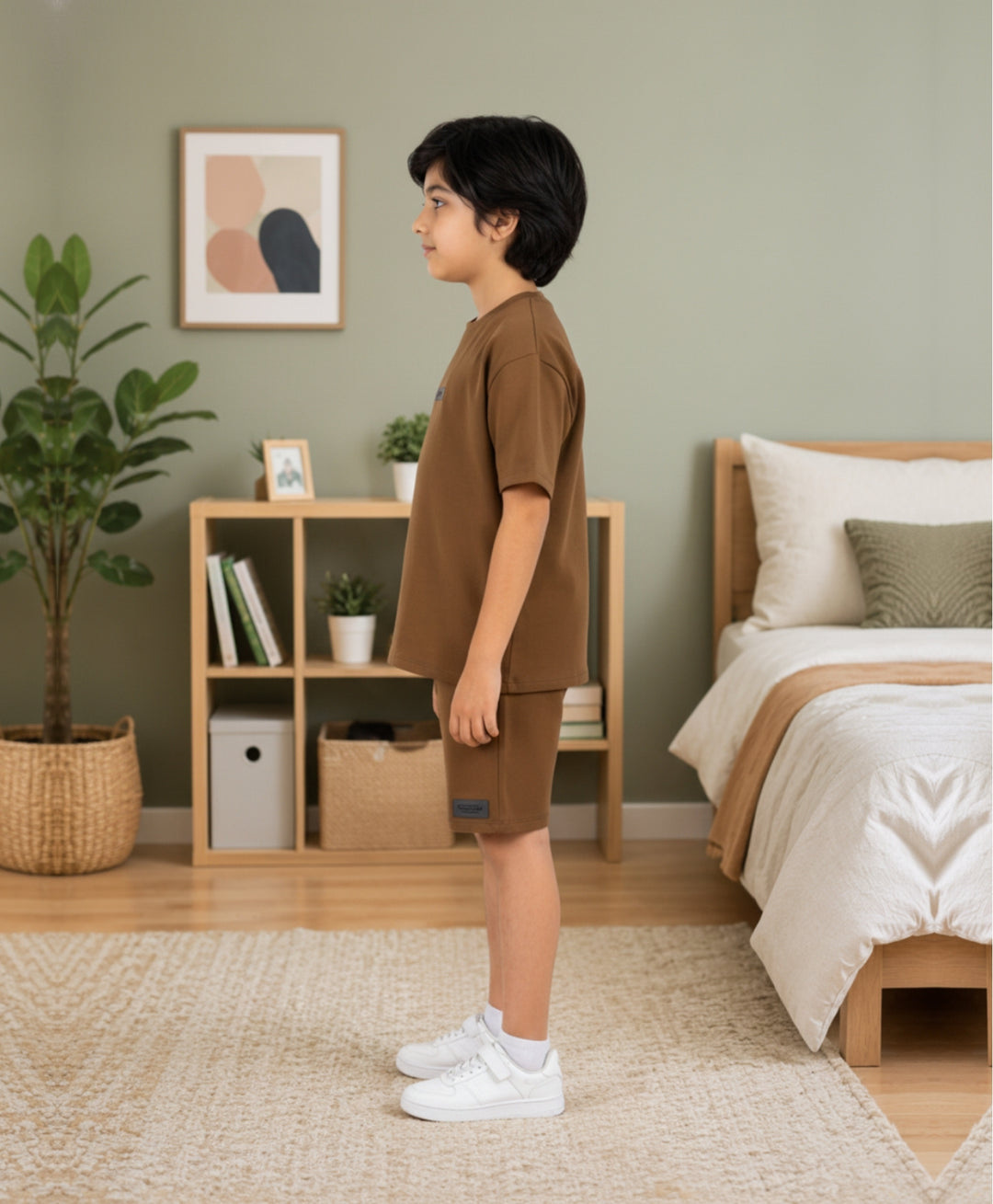 ESSENTIALS OVERSIZED BOYS TSHIRT SHORTS SET - BROWN
