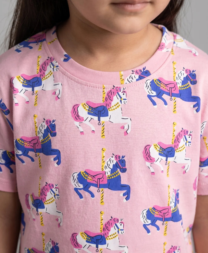 Dancing Unicorn Short Sleeve Pyjama Set - Pink