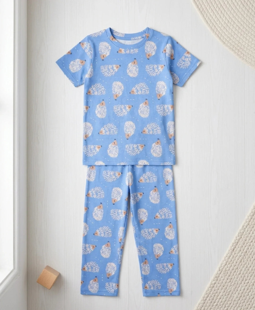 Hedgehog Girls Short Sleeve Pyjama Set - Blue