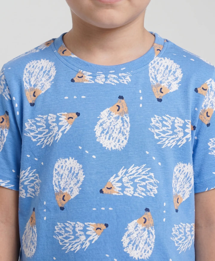 Hedgehog Girls Short Sleeve Pyjama Set - Blue