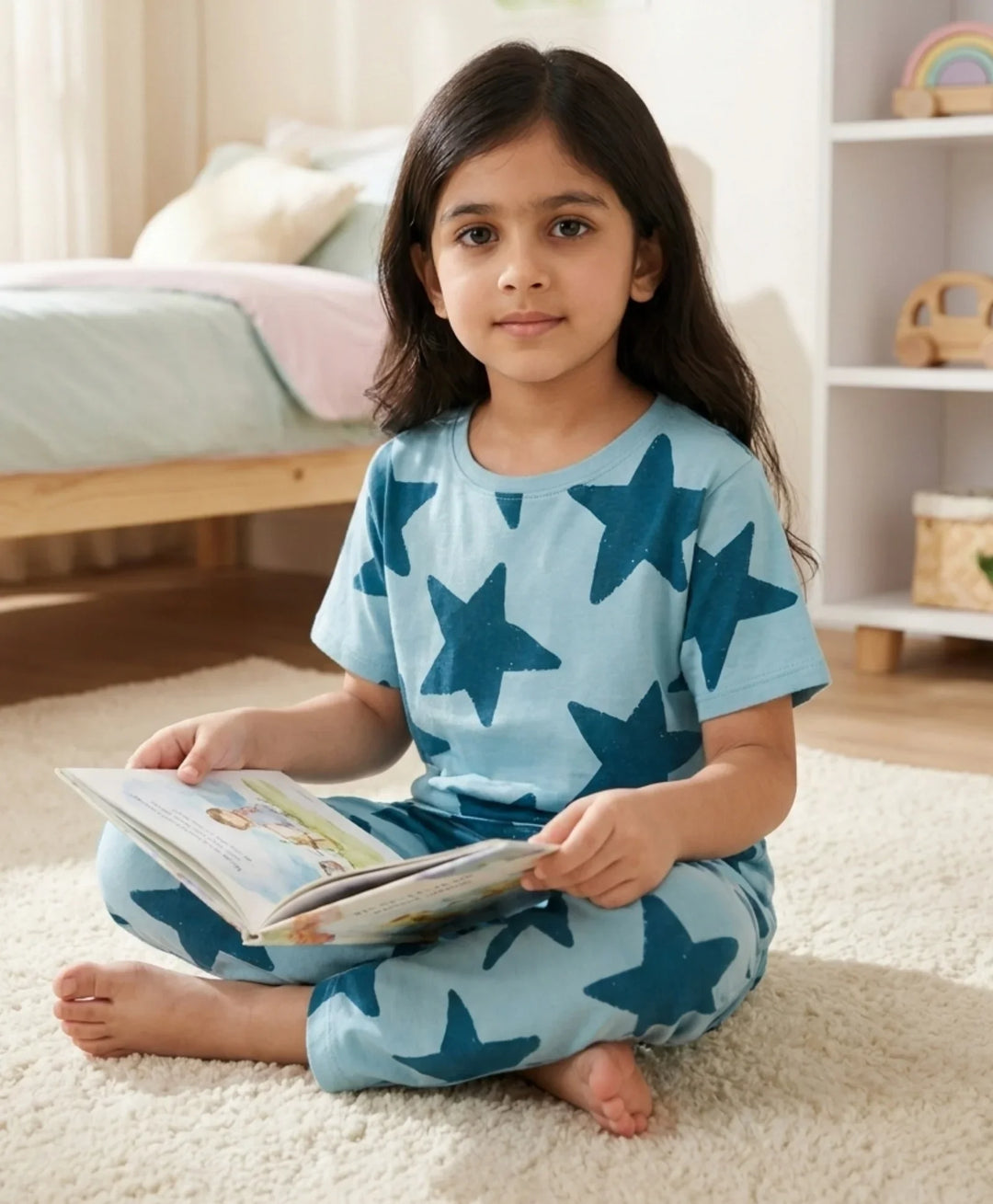 Blue Star Short Sleeve Pyjama Set - Blue