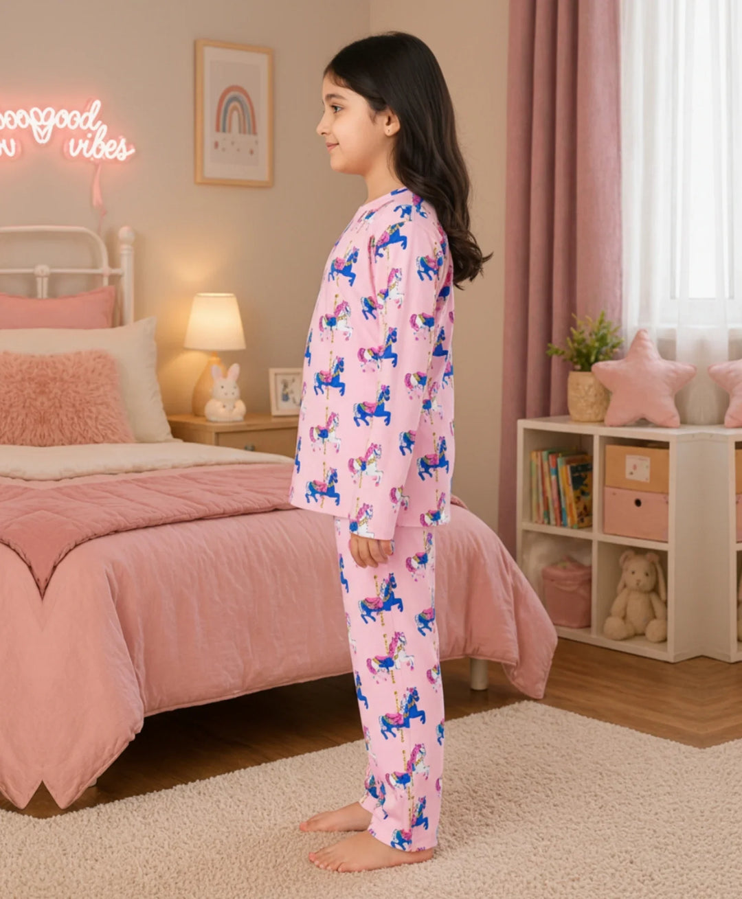 Dancing Unicorn Long Sleeve Pyjama Set - Pink