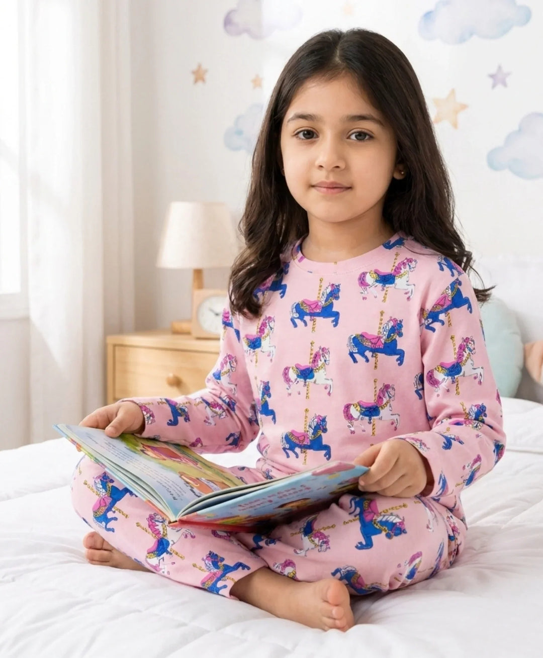 Dancing Unicorn Long Sleeve Pyjama Set - Pink