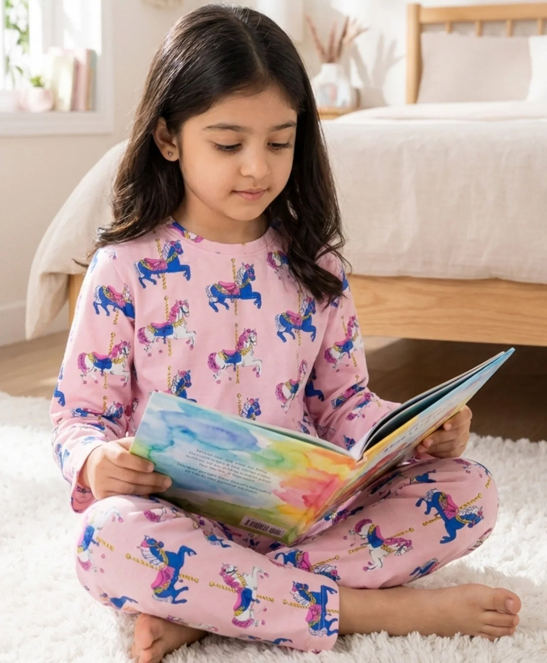 Dancing Unicorn Long Sleeve Pyjama Set - Pink