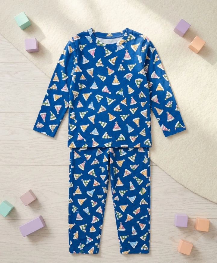 Party Caps Blue Long Sleeve Pyjama Set - Blue