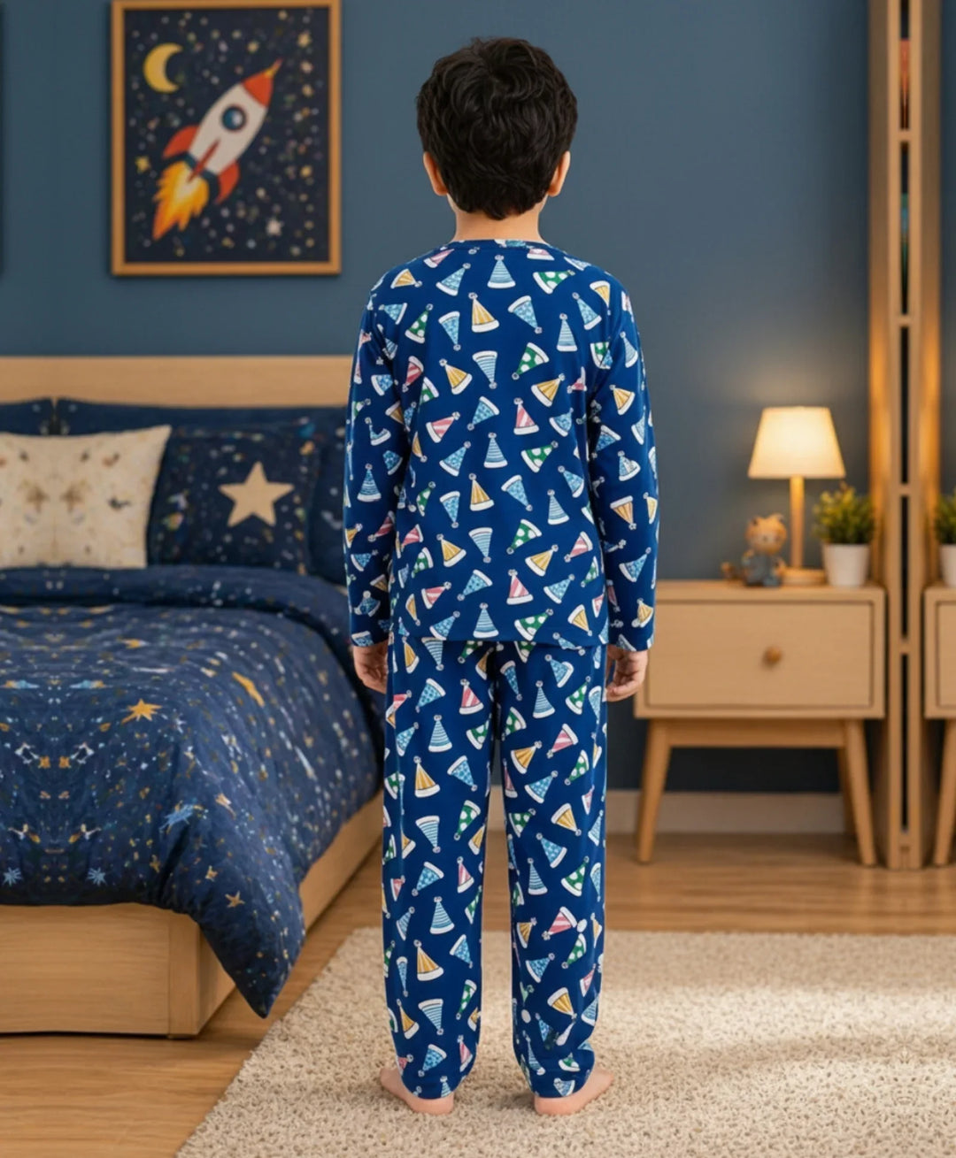 Party Caps Blue Long Sleeve Pyjama Set - Blue