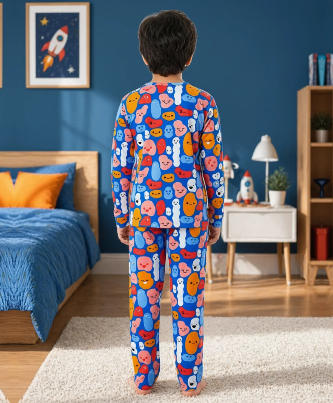 Happy Blobs Long Sleeve Pyjama Set - Blue