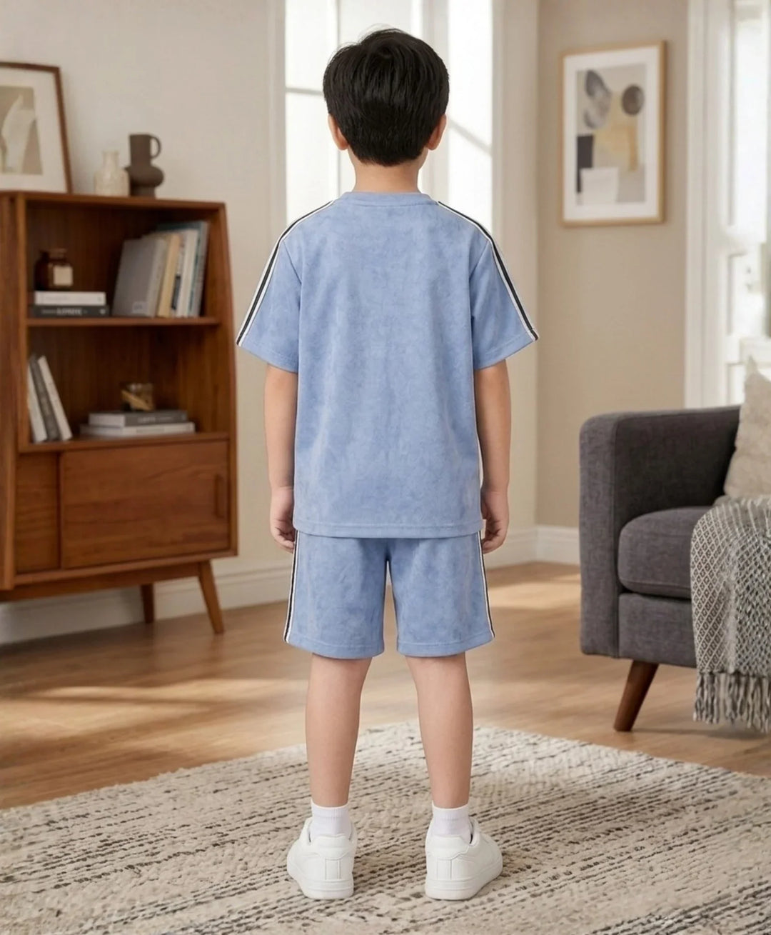 COOL BLUE BOYS OVERSIZED SUMMER T-SHIRT SHORTS SET - BLUE